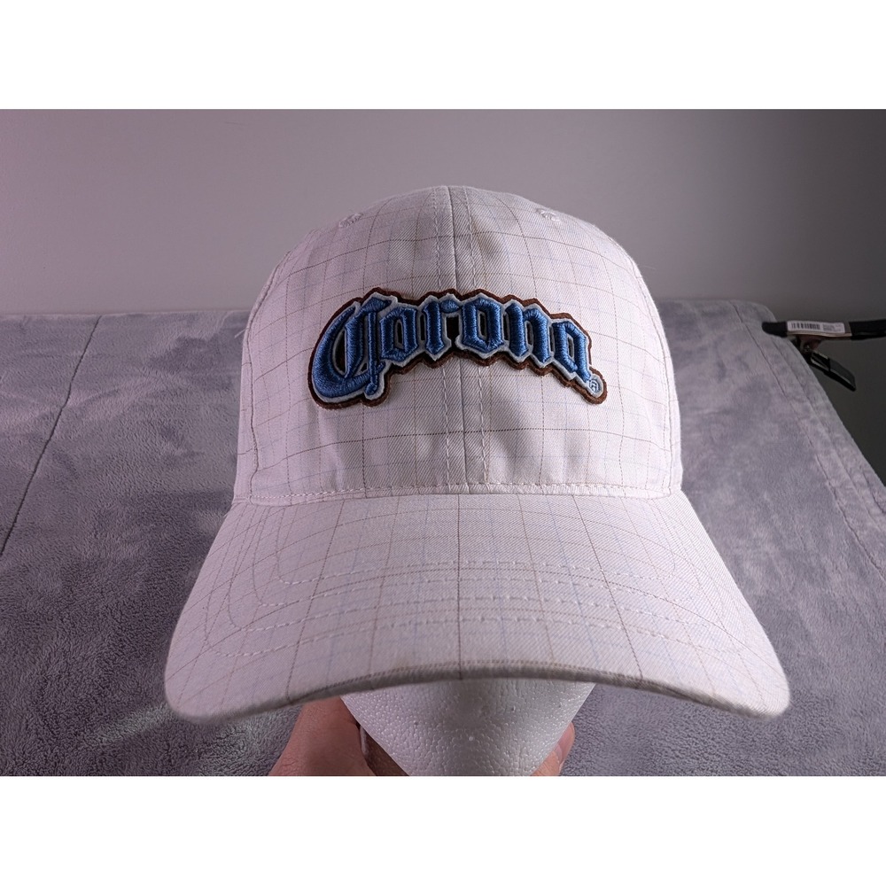 Corona Extra Beer Snapback Hat White Grid Pattern Embroidered Logo Cap Mens